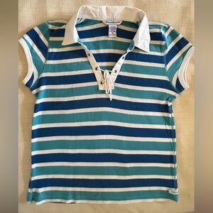 Abercrombie & Fitch Teal and White Striped Top